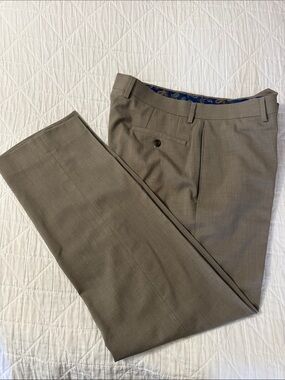 Ralph Lauren Men's Flat Front Dress Pants in Taupe Brown-34x32